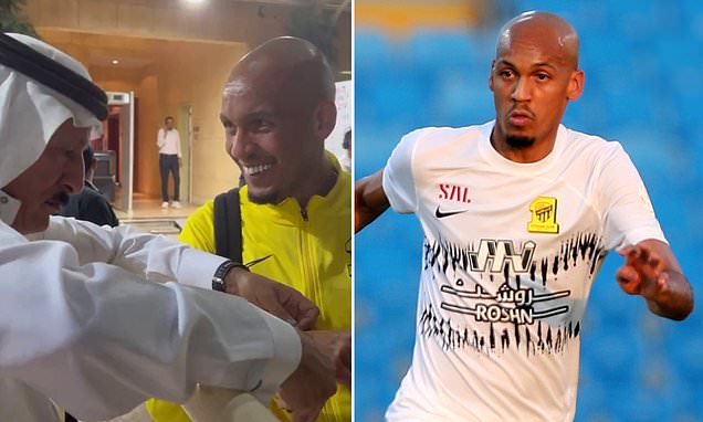 Former Liverpool star, Fabinho Gifted Expensive Rolex by a Saudi Arabian Fan Because He Played Well on His Saudi Pro League Debut for Al-Ittihad (video)