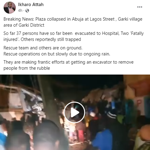 Many Feared Dead as Multi-storey Building Collapses in Abuja (video)